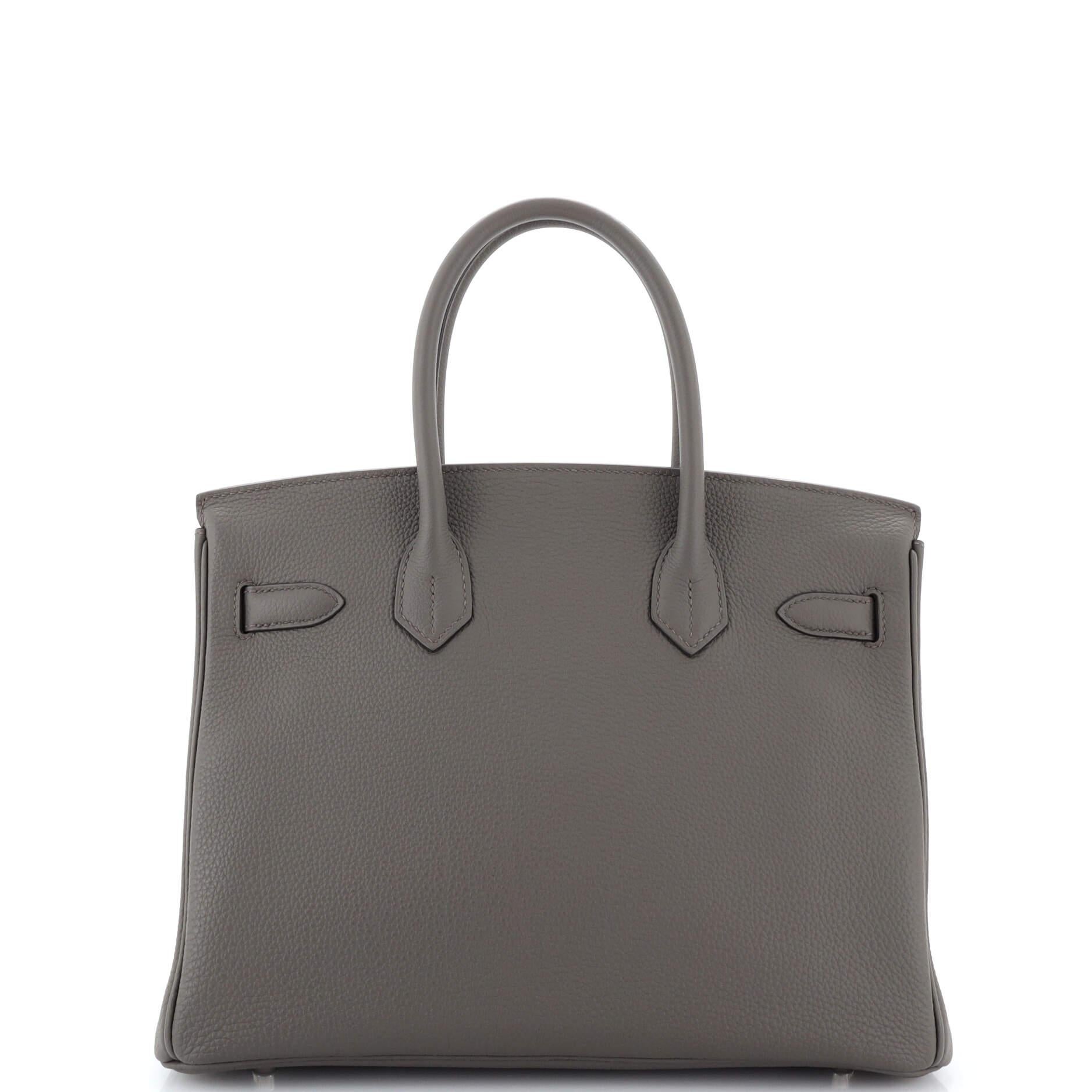 Women's or Men's Hermes Birkin Handbag Grey Togo with Palladium Hardware 30