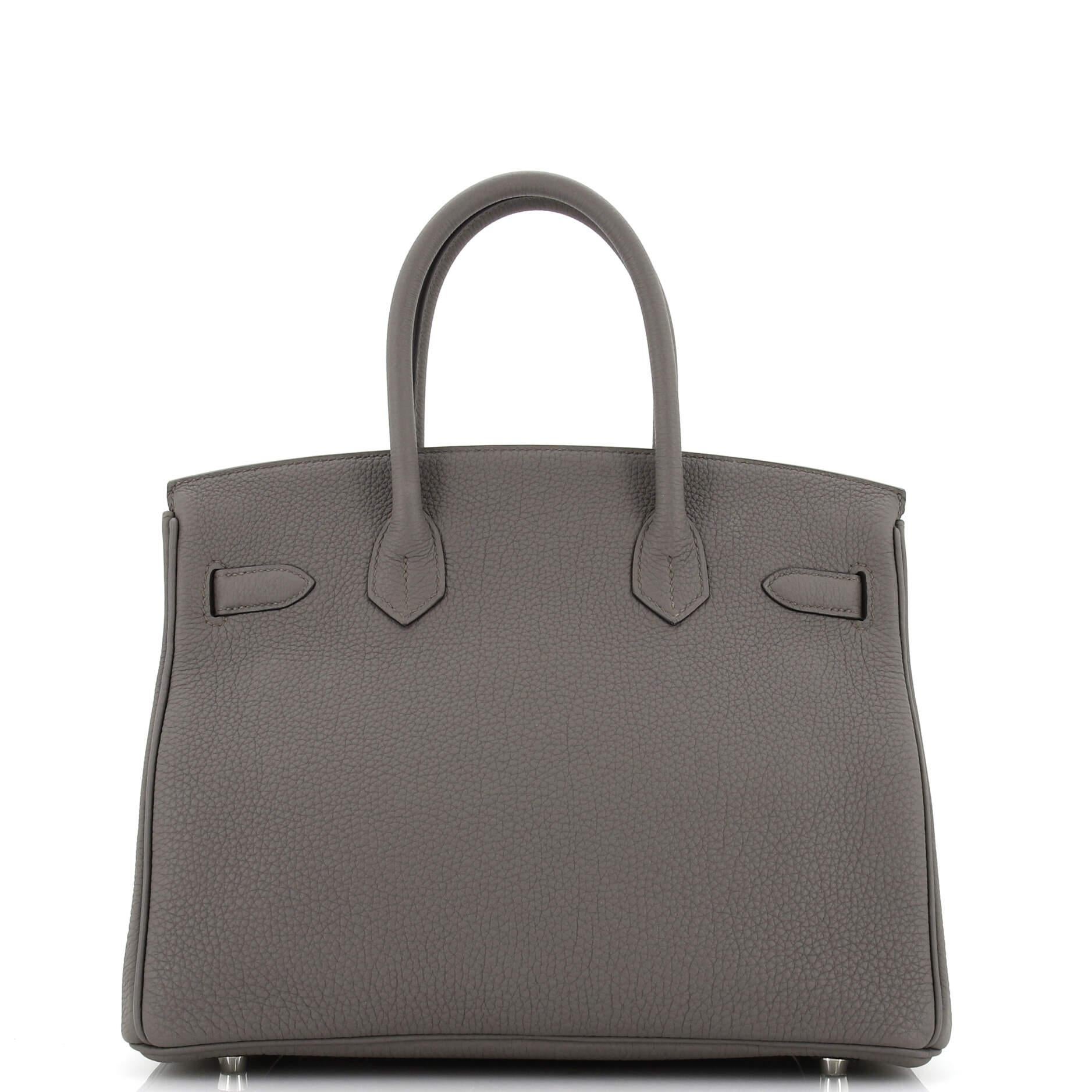 Women's or Men's Hermes Birkin Handbag Grey Togo with Palladium Hardware 30
