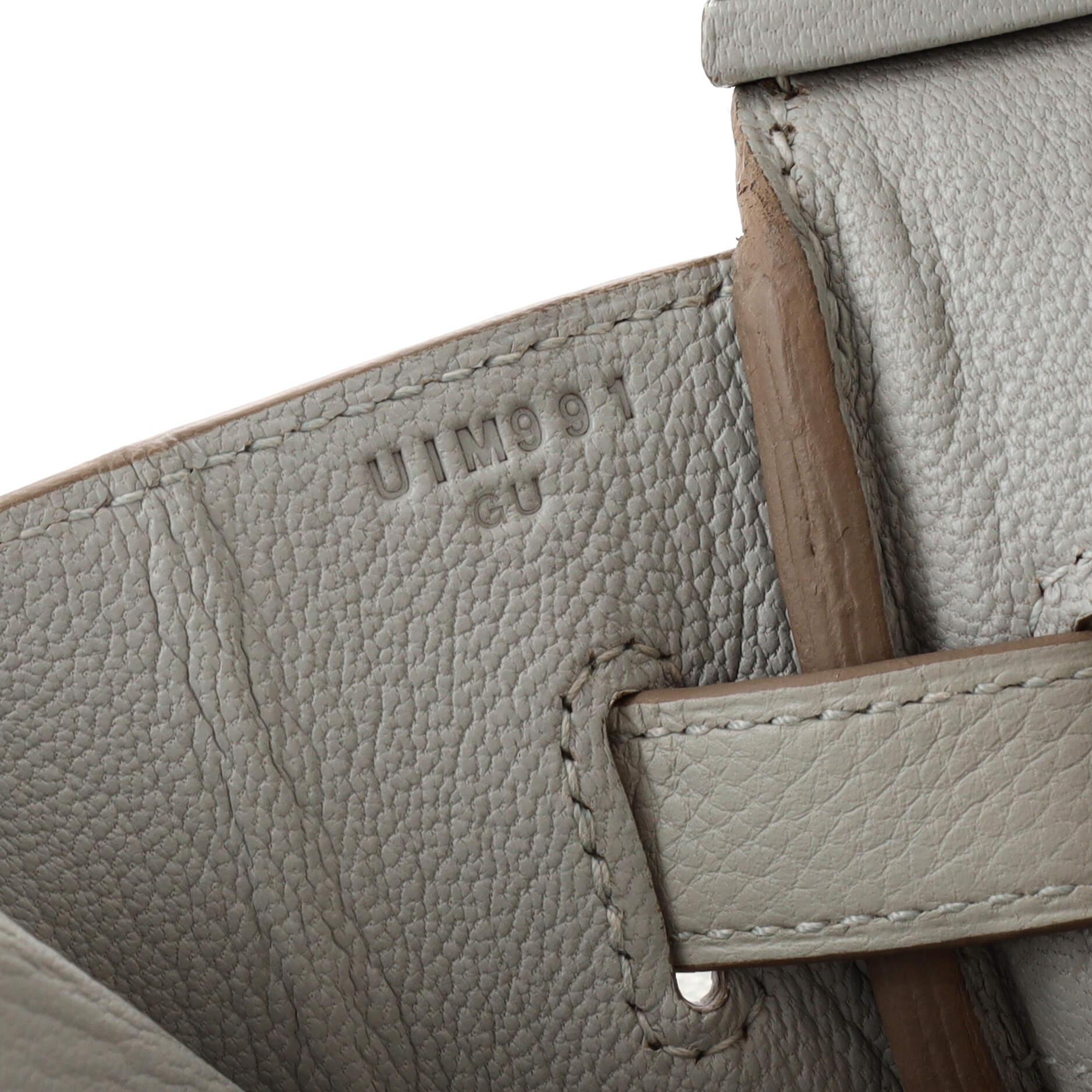 Hermes Birkin Handbag Grey Togo with Palladium Hardware 30 For Sale 4