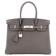 Hermes Birkin Handbag Grey Togo with Palladium Hardware 30