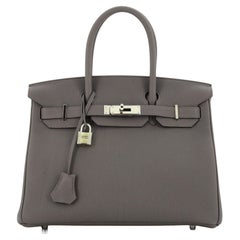 Hermes Birkin Handbag Grey Togo with Palladium Hardware 30