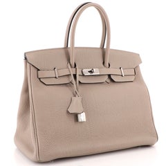Hermès Birkin Handtasche Grau Togo mit Palladiumbeschlägen 35