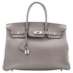 Hermès Birkin Handtasche Grau Togo mit Palladiumbeschlägen 35