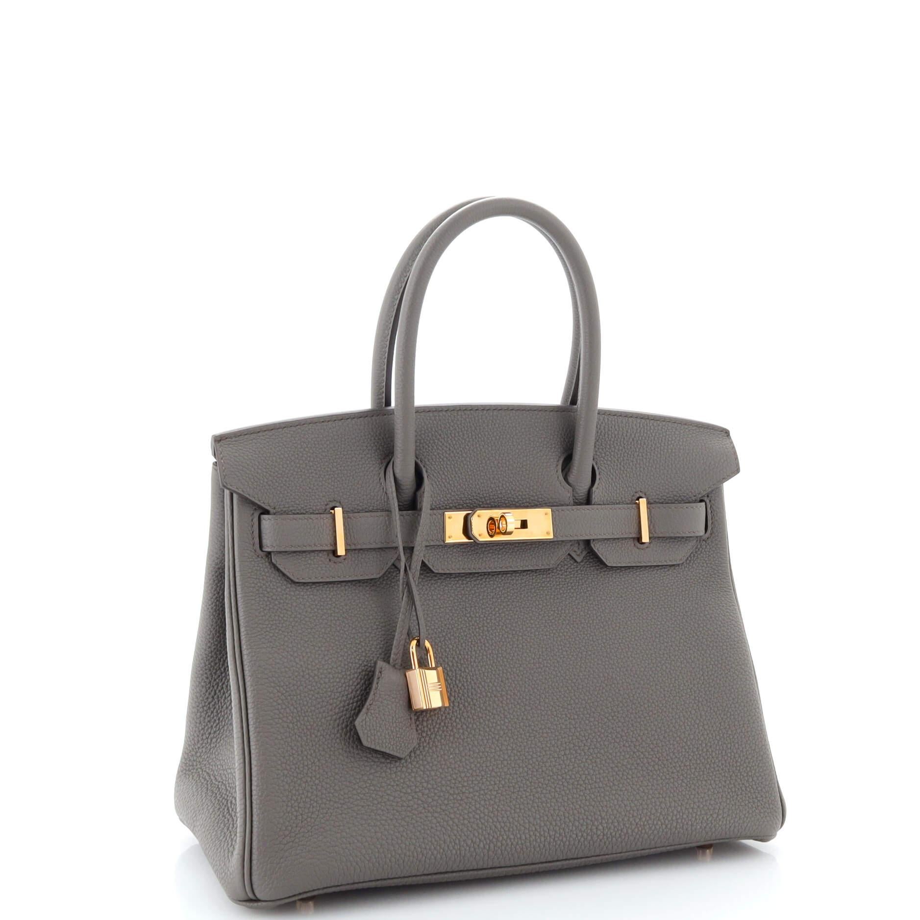 Hermes Birkin Handbag Grey Togo with Rose Gold Hardware 30 In Good Condition In NY, NY