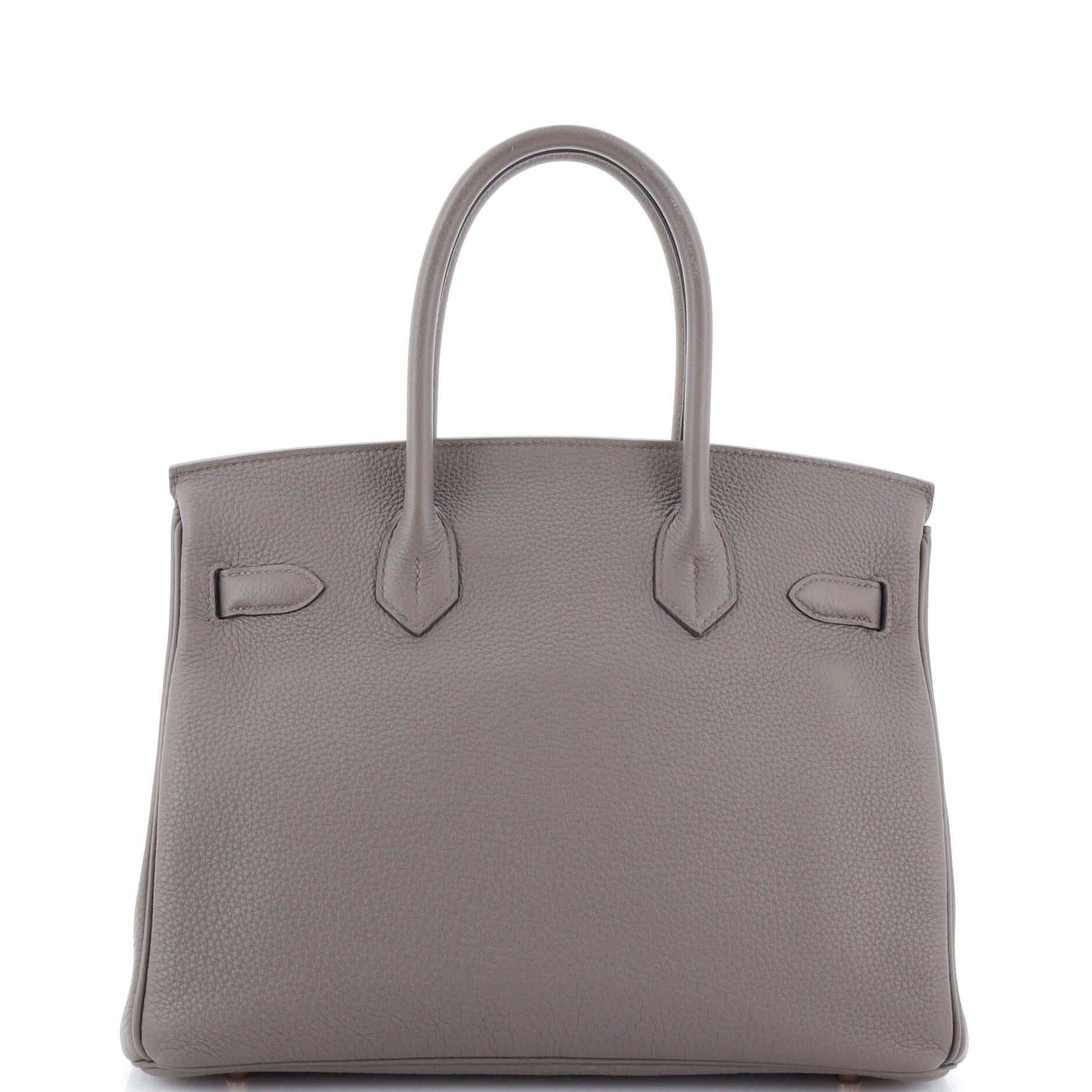 Women's or Men's Hermes Birkin Handbag Grey Togo with Rose Gold Hardware 30