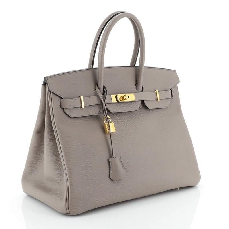 Hermes Birkin Handbag Gris Asphalte Epsom With Gold Hardware 35 In Good Condition In NY, NY