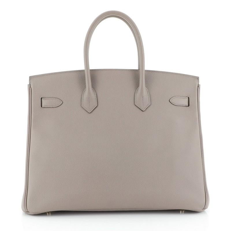 Women's or Men's Hermes Birkin Handbag Gris Asphalte Epsom With Gold Hardware 35
