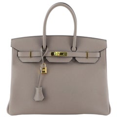 Hermes Birkin Handbag Gris Asphalte Epsom with Gold Hardware 35