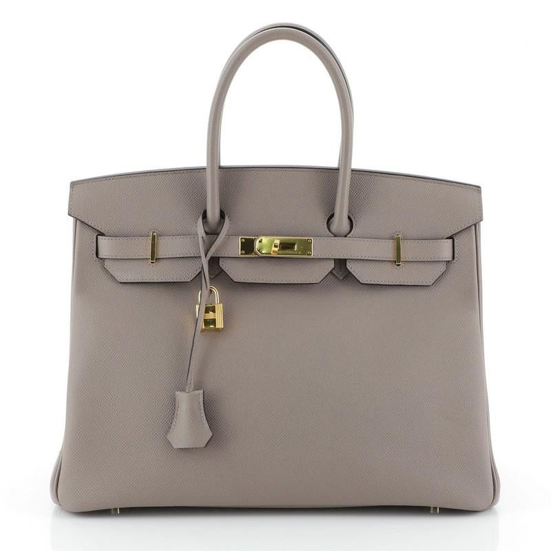 Hermes Birkin Handbag Gris Asphalte Epsom With Gold Hardware 35