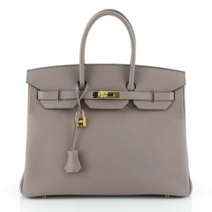 Hermes Birkin Handbag Gris Asphalte Epsom With Gold Hardware 35 