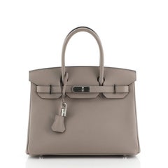Hermes Birkin Handbag Gris Asphalte Epsom with Palladium Hardware 30