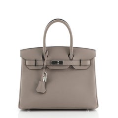 Hermes Birkin Handbag Gris Asphalte Epsom with Palladium Hardware 30