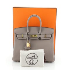 Hermes Birkin Handbag Gris Asphalte Novillo with Gold Hardware 25