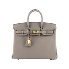 Hermes Birkin Handbag Gris Asphalte Novillo with Gold Hardware 25