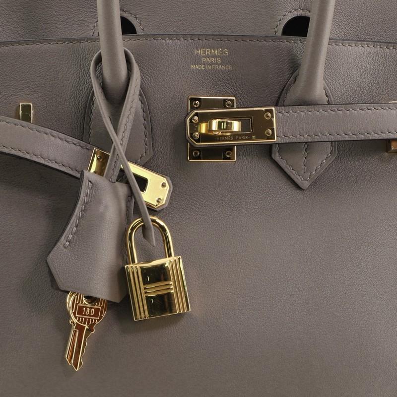 Women's or Men's Hermes Birkin Handbag Gris Asphalte Swift with Gold Hardware 25