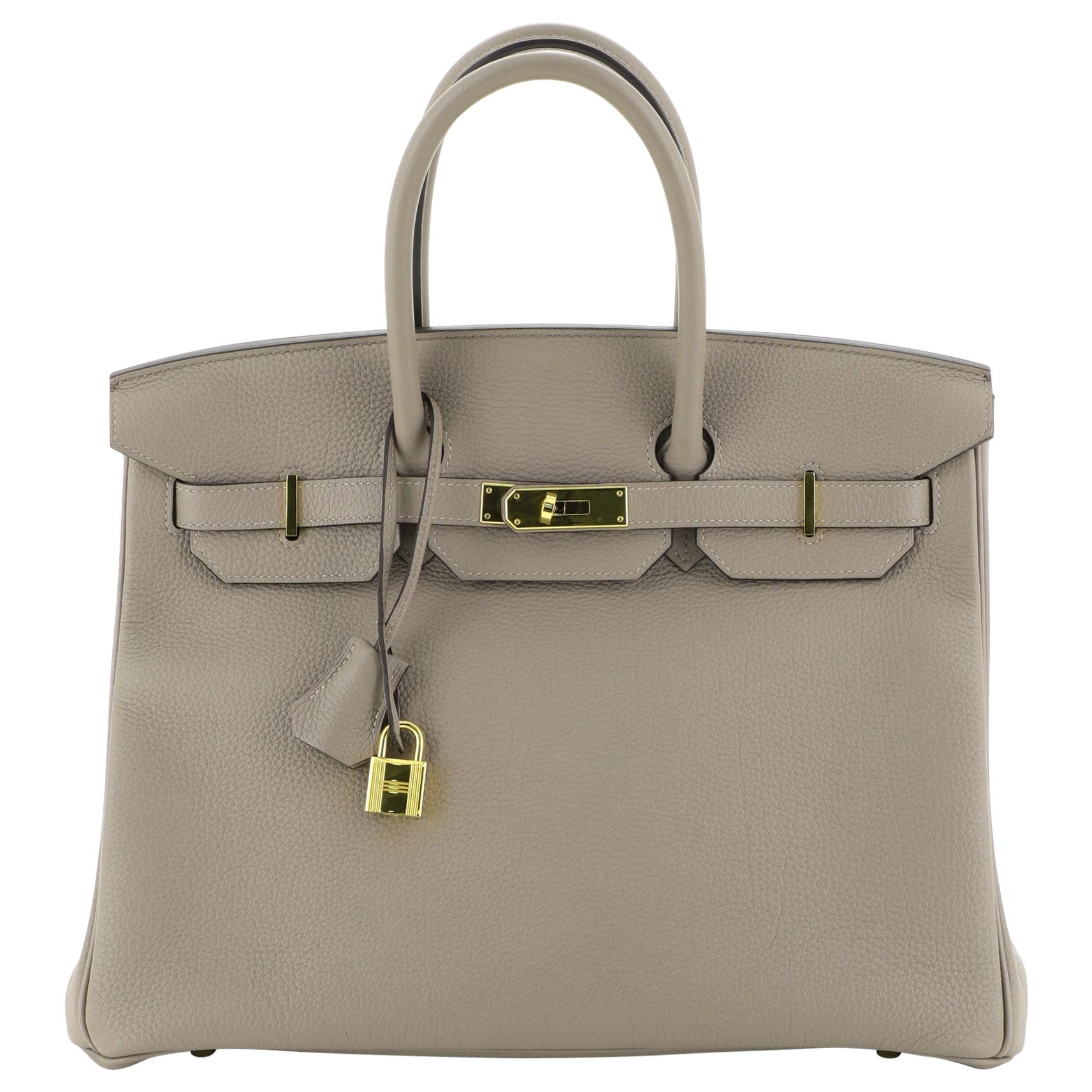 Hermes Birkin Handbag Gris Asphalte Togo With Gold Hardware 35