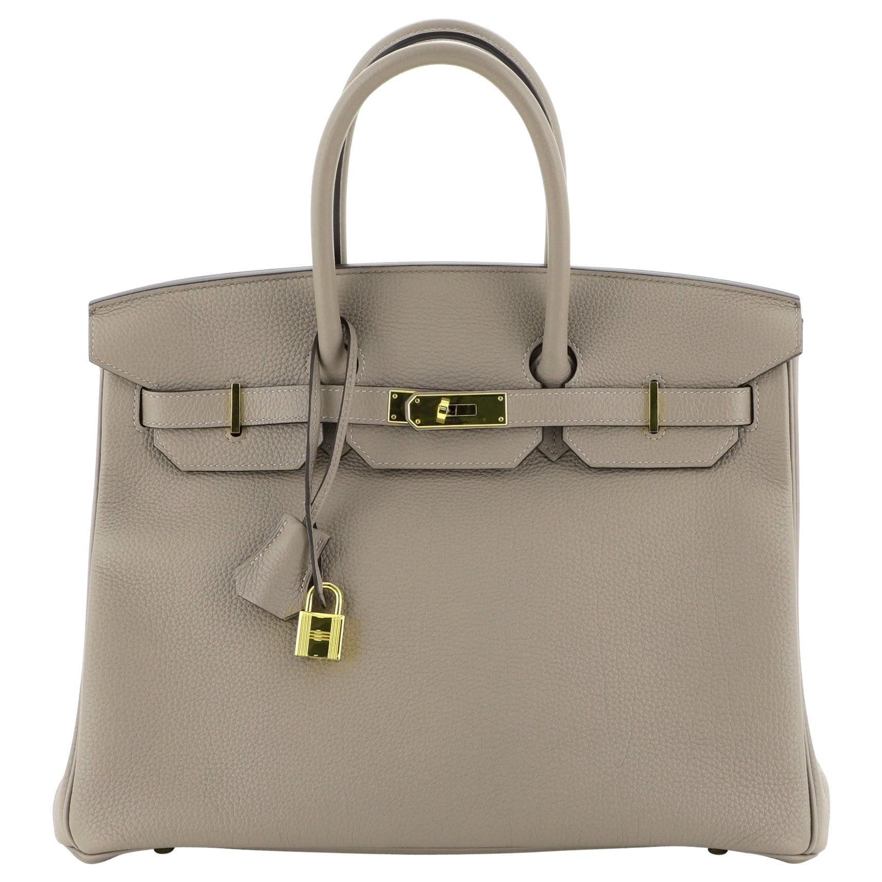 Hermes Birkin Handbag Gris Asphalte Togo With Gold Hardware 35