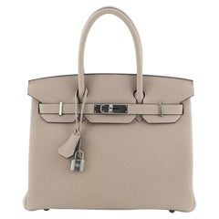 Hermes Birkin Handbag Gris Asphalte Togo with Palladium Hardware 30