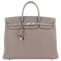 Hermes Birkin Handbag Gris Asphalte Togo with Palladium Hardware 40