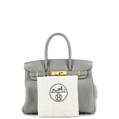 Hermès Birkin Handtasche Gris Mouette Togo mit Goldbeschlägen 30