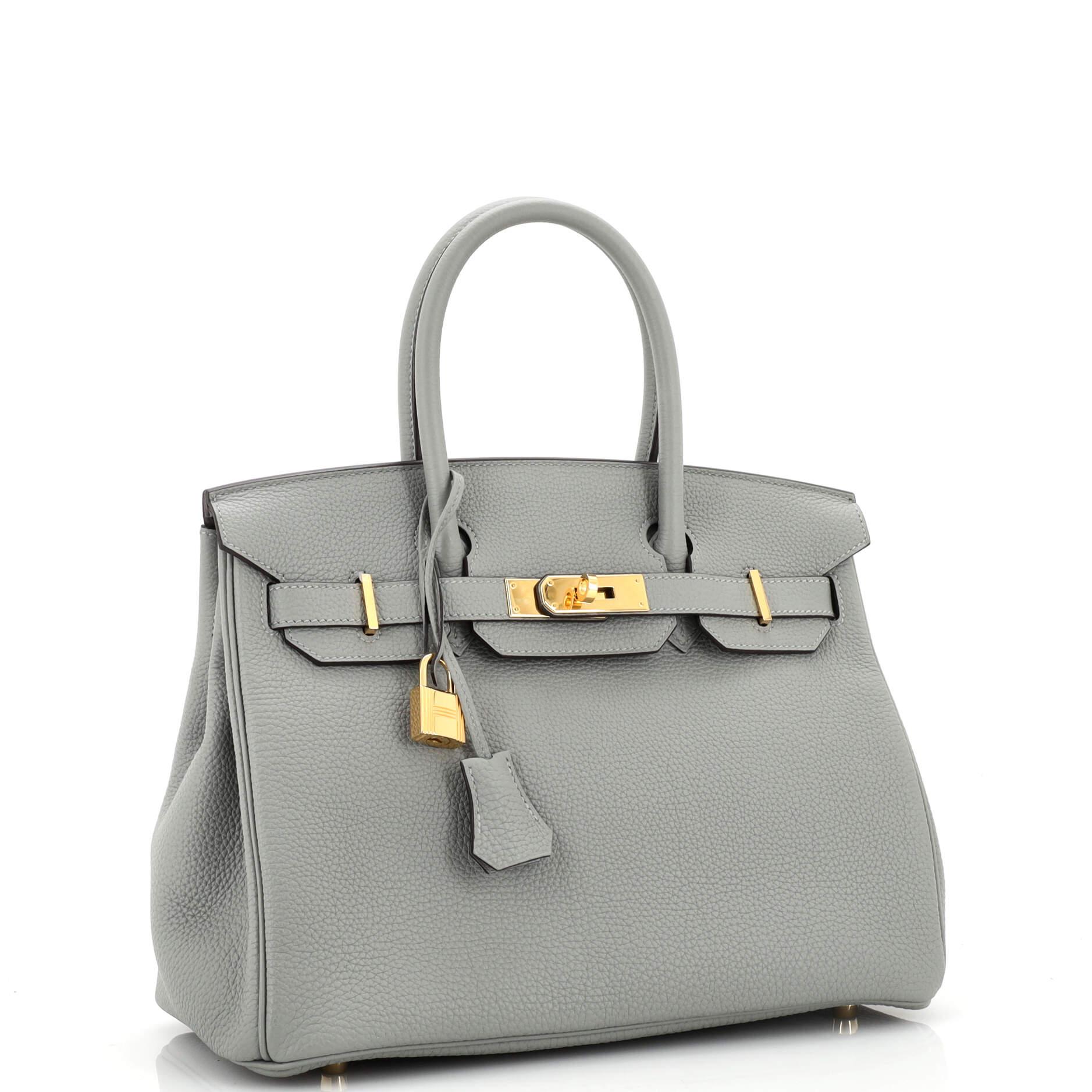 Hermes Birkin Handbag Gris Mouette Togo with Gold Hardware 30 In Good Condition In NY, NY