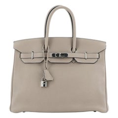 Hermes Birkin Handbag Gris Tourterelle Clemence With Palladium Hardware 35 
