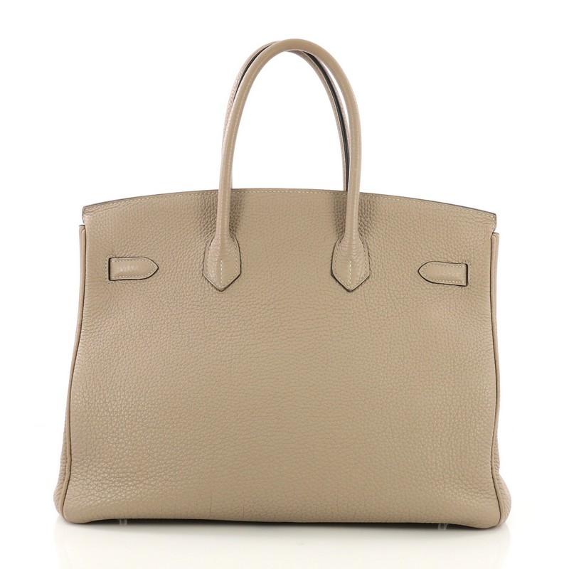 Hermes Birkin Handbag Gris Tourterelle Togo with Palladium Hardware 35 im Zustand „Gut“ in NY, NY