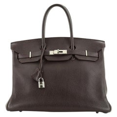 Hermes Birkin Handbag Havane Buffalo Skipper With Palladium Hardware 35 