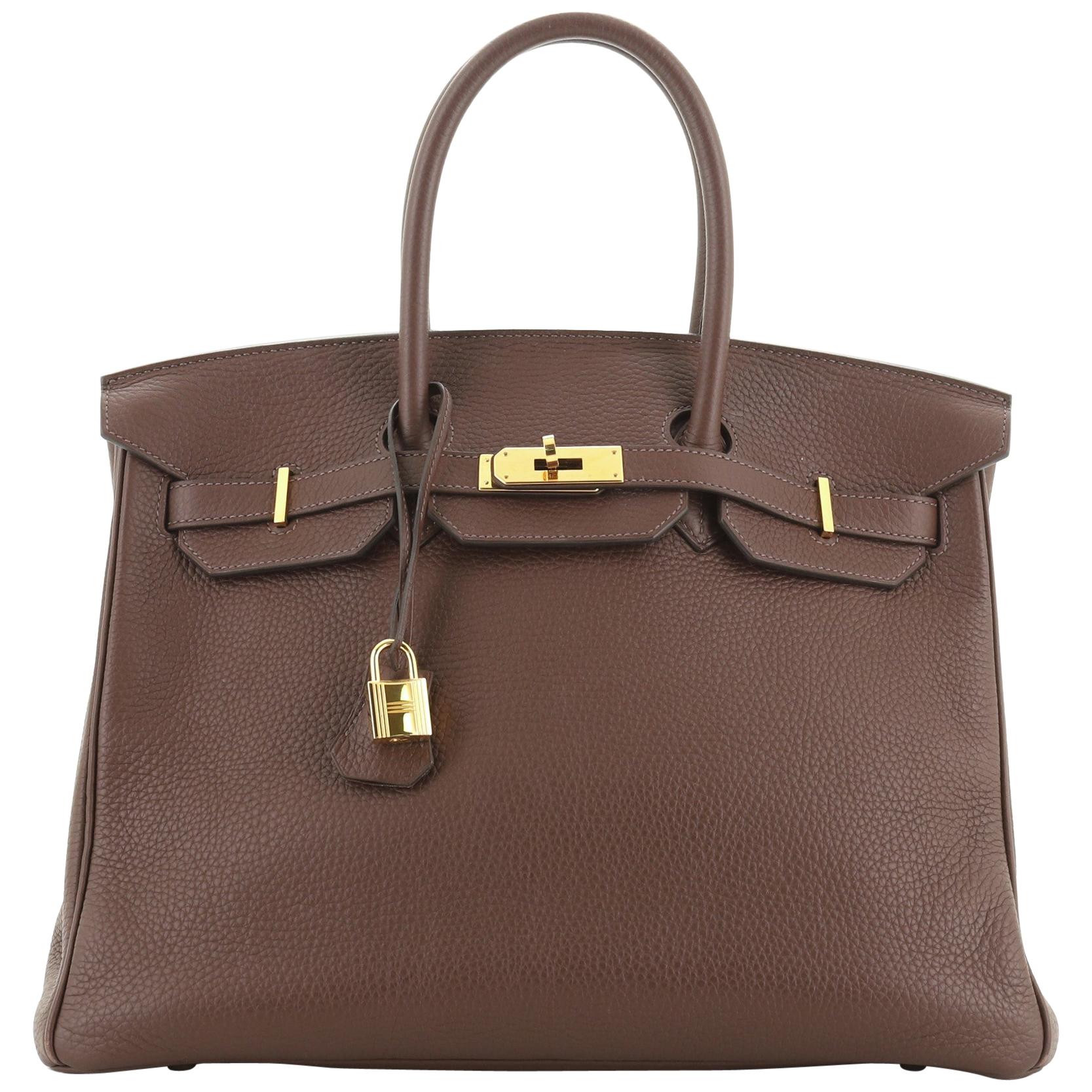 Hermes Birkin Handbag Havane Clemence With Gold Hardware 35 