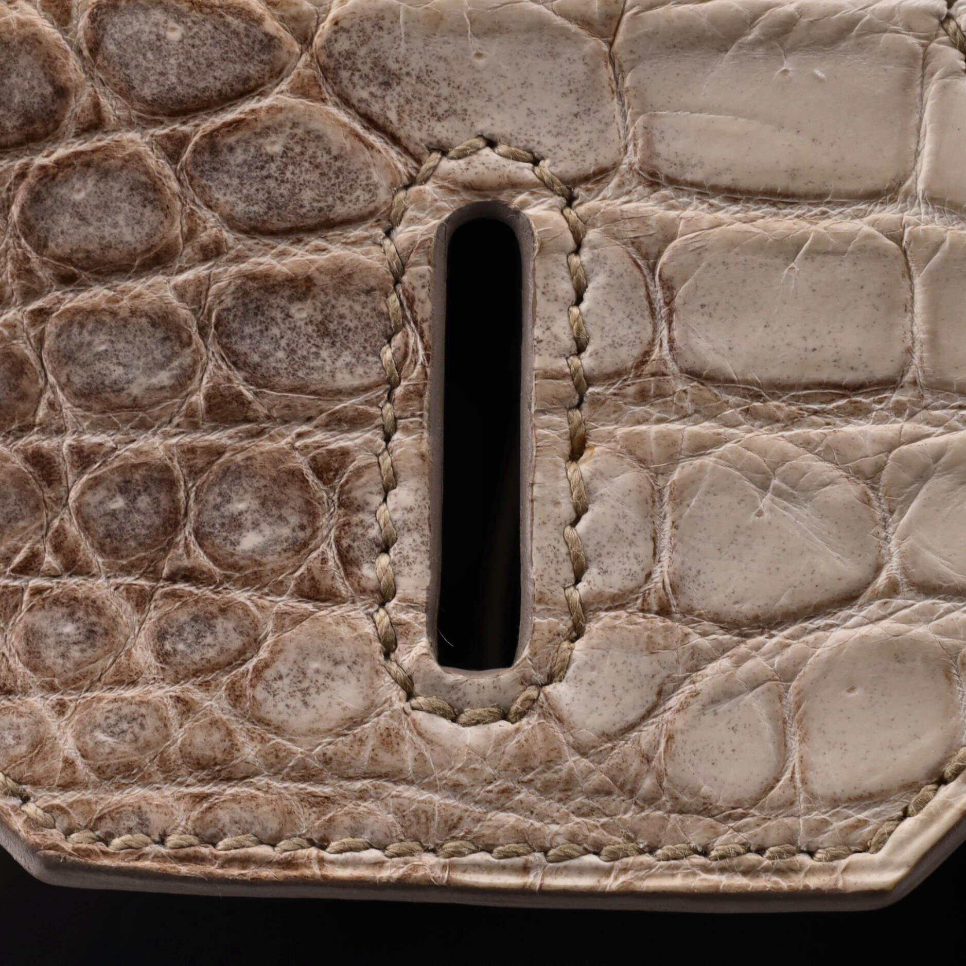 Hermès Birkin Handtasche Himalaya Niloticus Krokodil mit Palladiumbeschlägen 30 10
