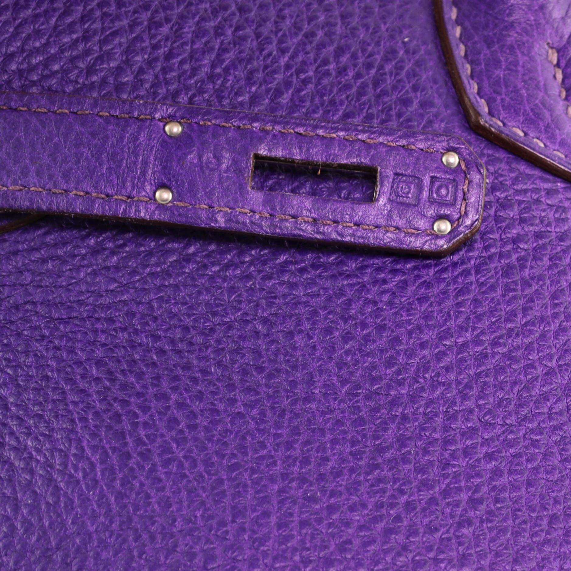 Hermes Birkin Handbag Iris Clemence with Palladium Hardware 40 6