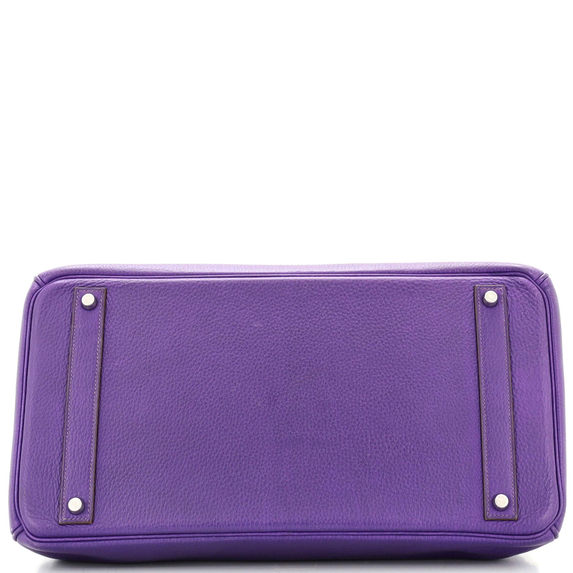 Purple Hermes Birkin Handbag Iris Clemence with Palladium Hardware 40