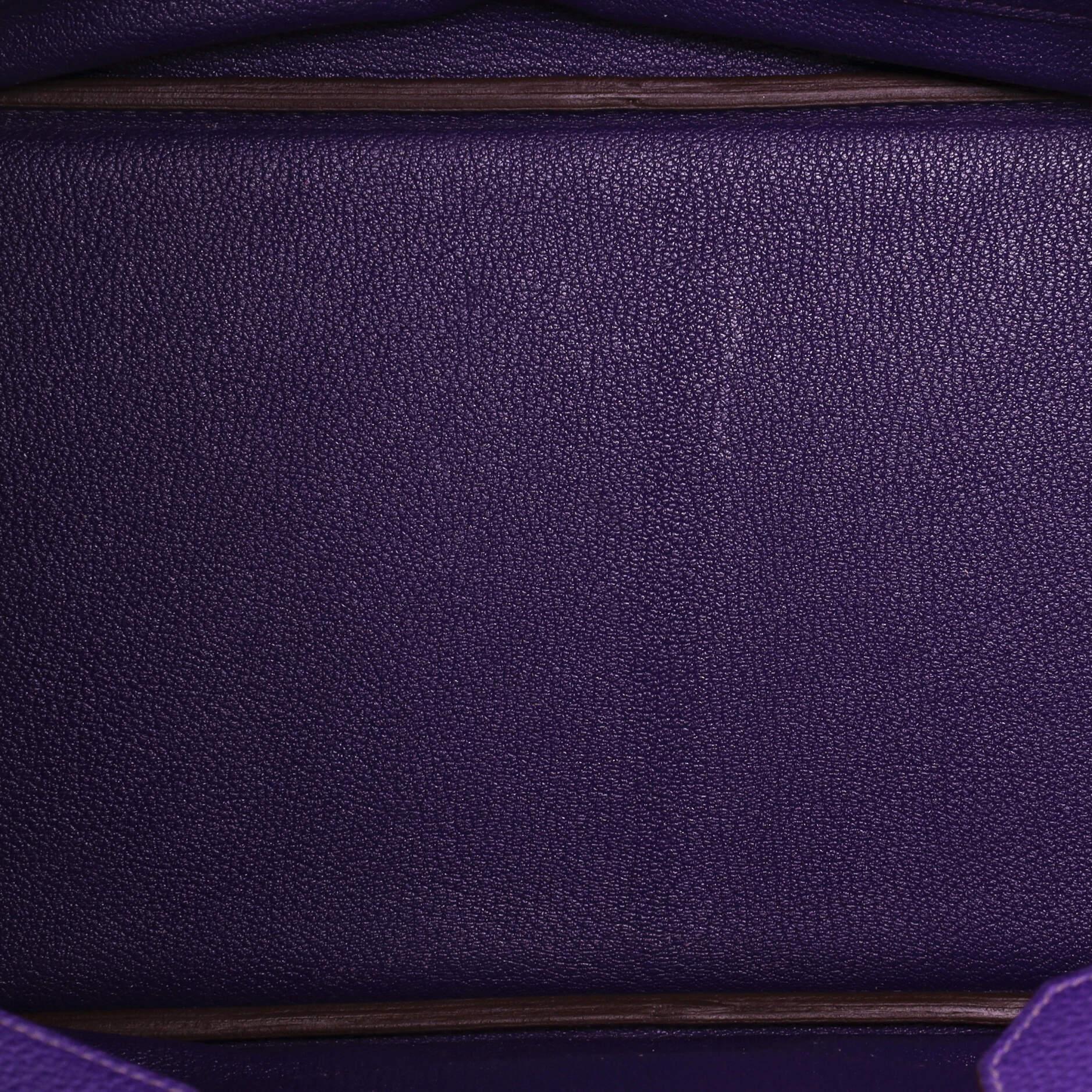 Hermes Birkin Handbag Iris Clemence with Palladium Hardware 40 In Fair Condition In NY, NY