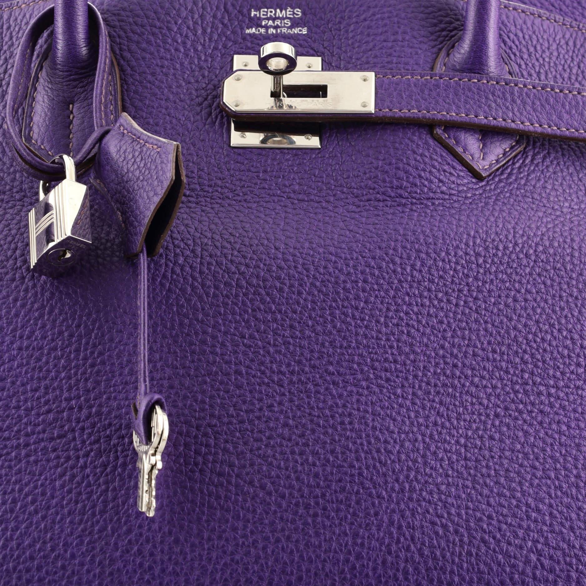 Women's or Men's Hermes Birkin Handbag Iris Clemence with Palladium Hardware 40