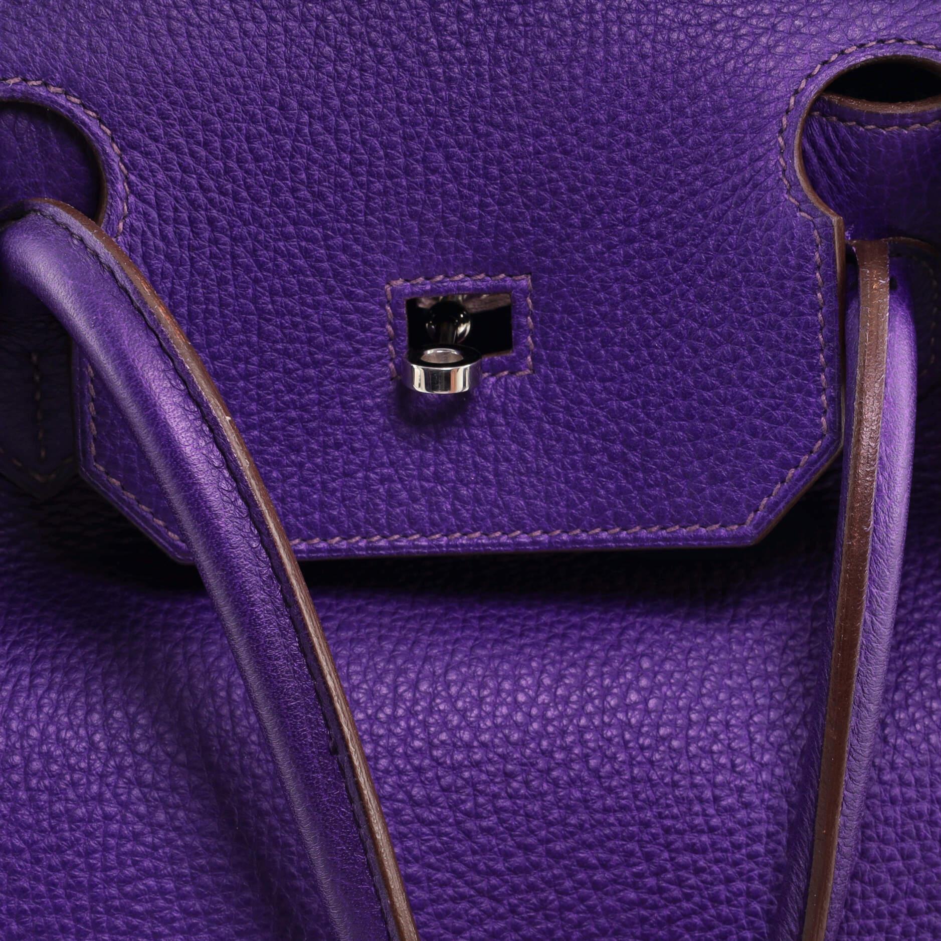 Hermes Birkin Handbag Iris Clemence with Palladium Hardware 40 3