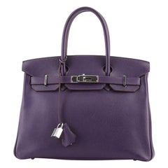 Hermes Birkin Handbag Iris Epsom with Palladium Hardware 30