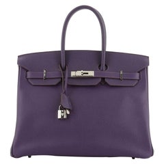 Hermes Birkin Handbag Iris Epsom With Palladium Hardware 35