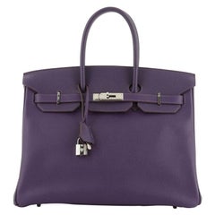 Hermes Birkin Handbag Iris Epsom With Palladium Hardware 35 