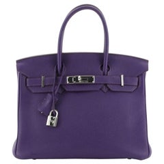 Hermes Birkin Handbag Iris Togo With Palladium Hardware 30