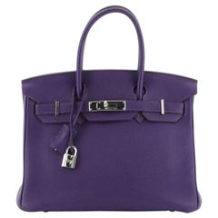 Hermes Birkin Handbag Iris Togo With Palladium Hardware 30 