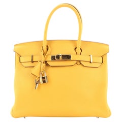 Hermès Birkin Handtasche Jaune Ambre Clemence mit Goldbeschlägen 30