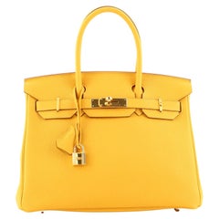 Hermes Birkin Handbag Jaune Ambre Togo With Gold Hardware 30