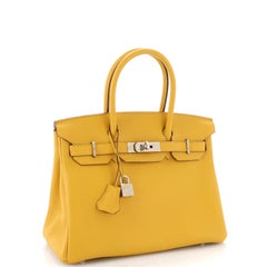 Hermes Birkin Handbag Jaune Ambre Togo with Palladium Hardware 30