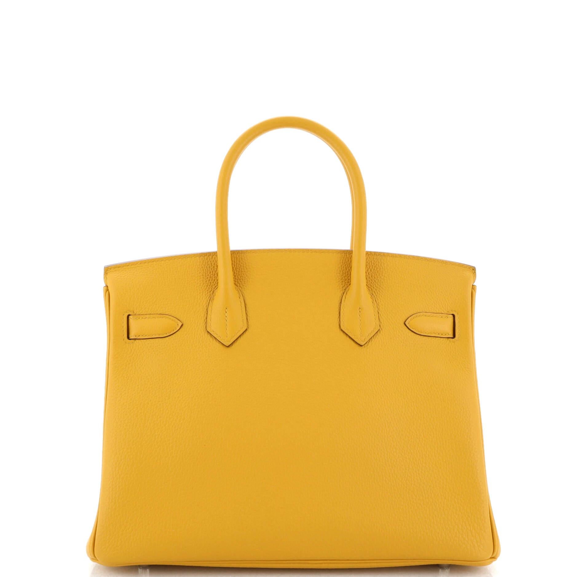 Hermes Birkin Handbag Jaune Ambre Togo with Palladium Hardware 30 In Good Condition For Sale In NY, NY