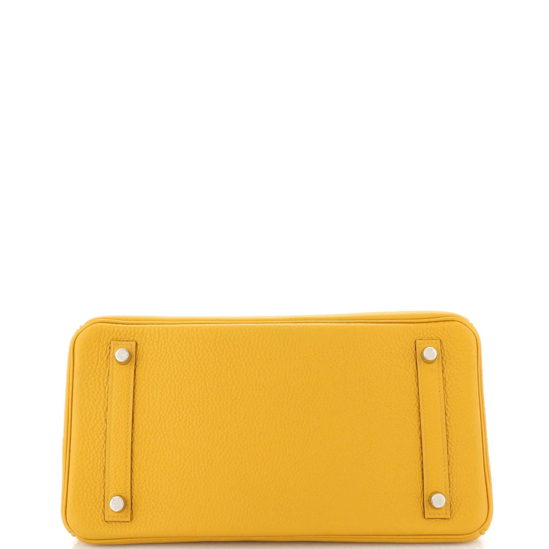 Women's or Men's Hermes Birkin Handbag Jaune Ambre Togo with Palladium Hardware 30 For Sale