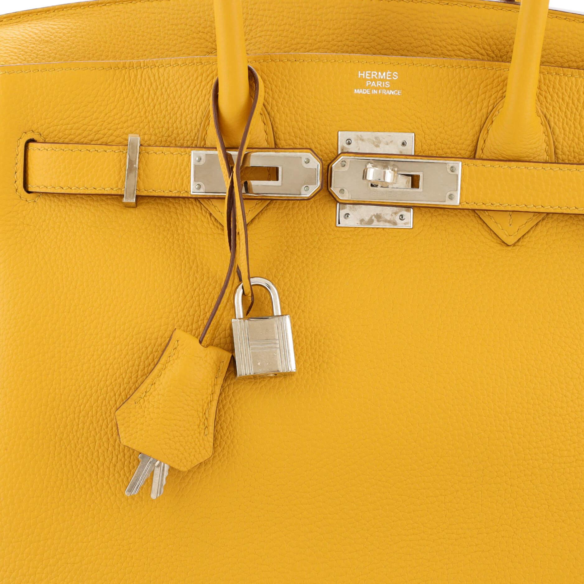 Hermes Birkin Handbag Jaune Ambre Togo with Palladium Hardware 30 For Sale 2