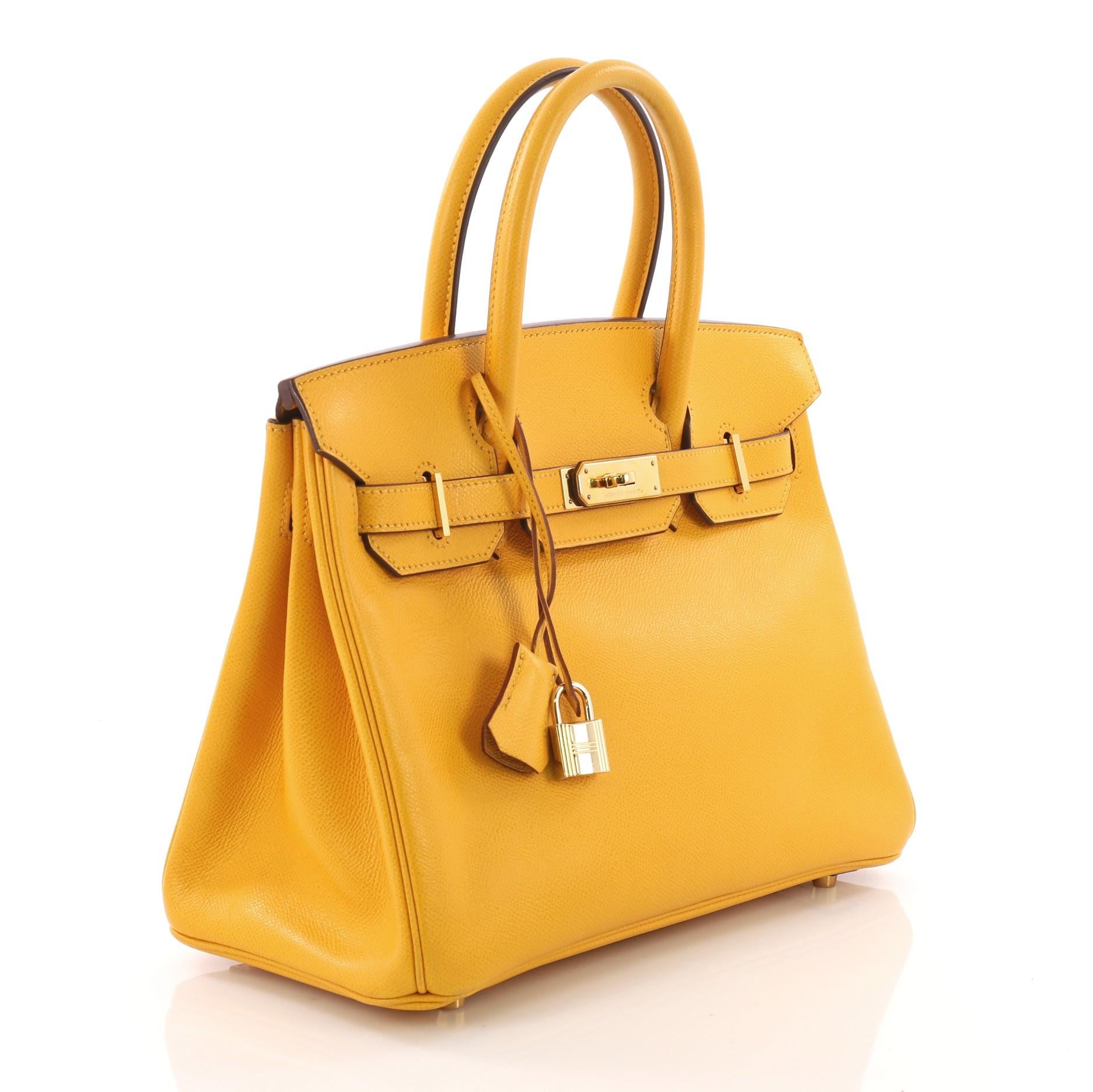 Hermes Birkin Handbag Jaune Courchevel with Gold Hardware 30 In Good Condition In NY, NY