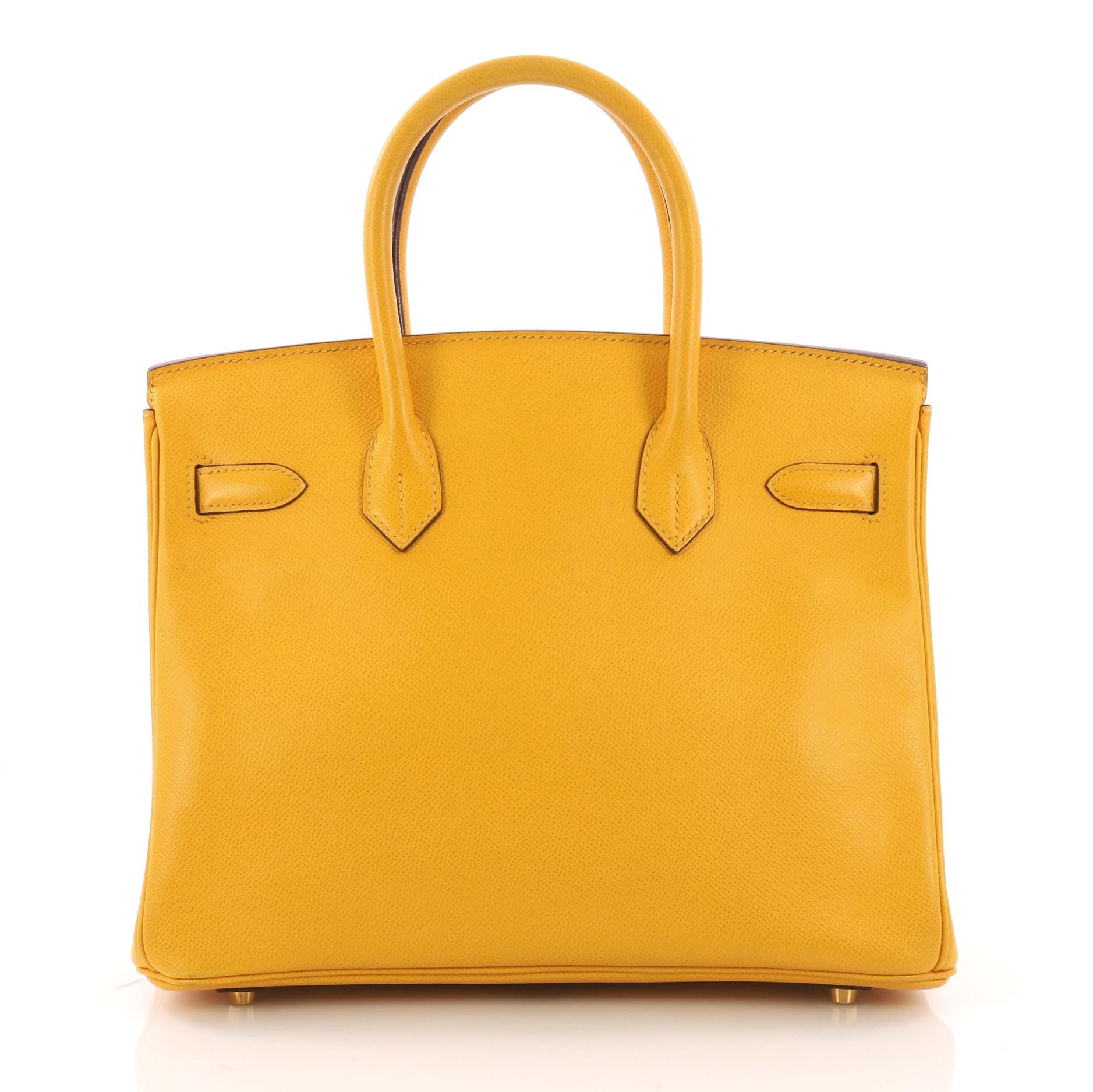 Women's or Men's Hermes Birkin Handbag Jaune Courchevel with Gold Hardware 30