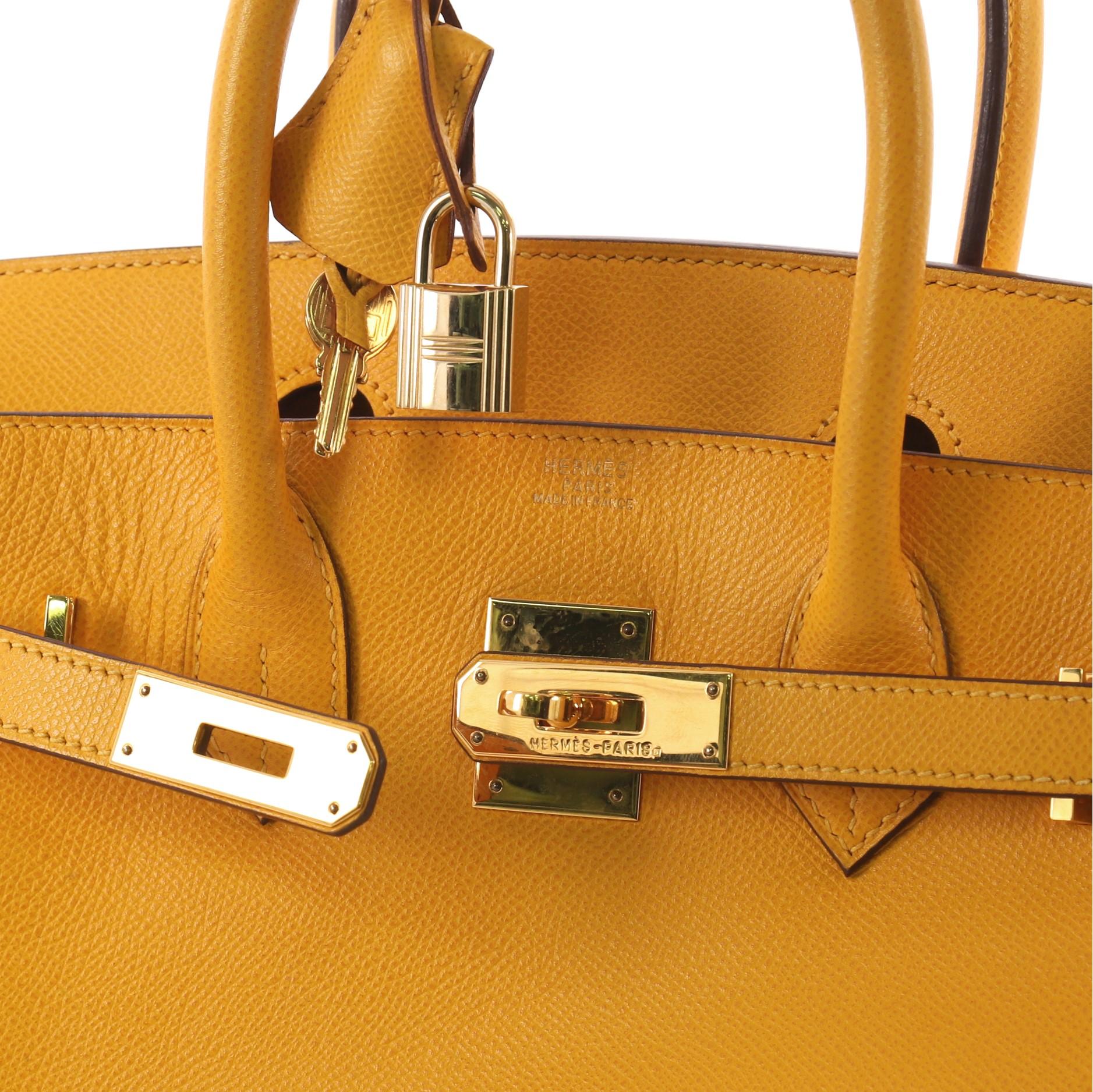 Hermes Birkin Handbag Jaune Courchevel with Gold Hardware 30 3