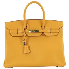 Hermes Birkin Handbag Jaune Courchevel with Gold Hardware 35,